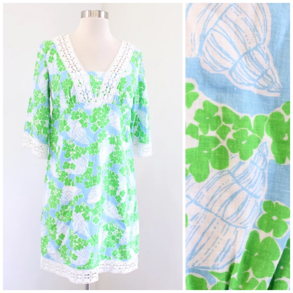 Lilly Pulitzer Seashell Floral Lace Trim Dress